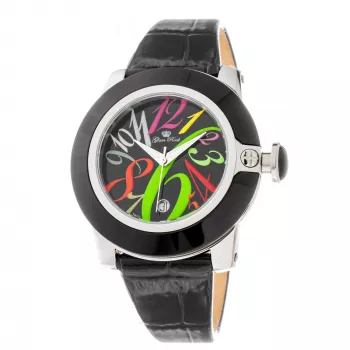 GLAM ROCK Women's Watch GR32018-BB (44mm) - Swiss Quartz, Black Ceramic Bezel, Silicone Strap