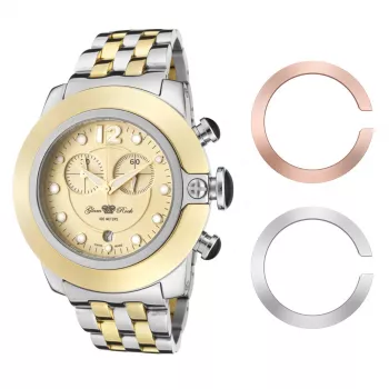 GLAM ROCK Women's Watch GR32159 (44mm) - Swiss Quartz, White Mother of Pearl Dial, Silicone Strap