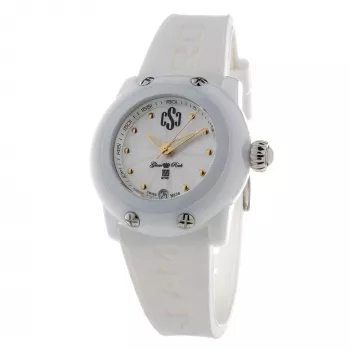 GLAM ROCK Women's Watch GR64005 (40mm) - Swiss Quartz, White Ceramic Bezel, Silicone Strap