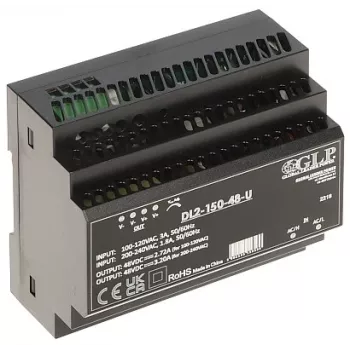 GLP Switching Power Supply DL2-150-48-U - 150W 48V DC DIN Rail, Active PFC, High Efficiency