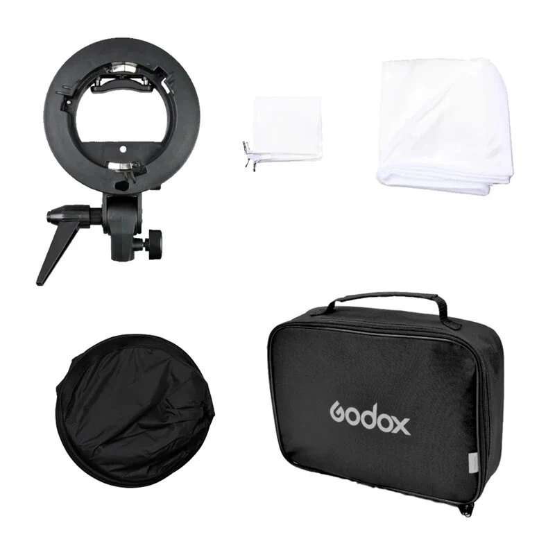 Godox SFUV6060 S-Type Speedlite Bracket with 60x60cm Softbox and Carry Bag Kit