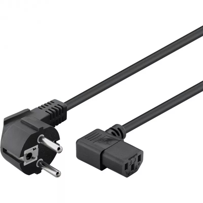 Goobay 51320 Mains Power Cable, Schuko Plug (Angled) to IEC C13 Socket, Black, 5 m