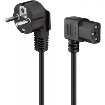 Goobay 51320 Mains Power Cable, Schuko Plug (Angled) to IEC C13 Socket, Black, 5 m