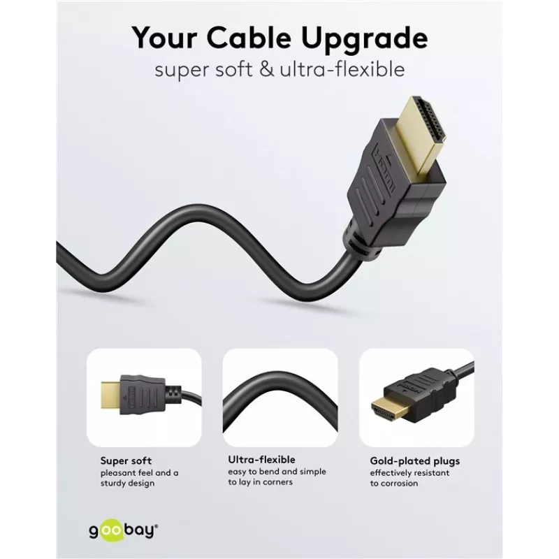 Goobay 80105 Soft High-Speed HDMI Cable with Ethernet - 5m Black