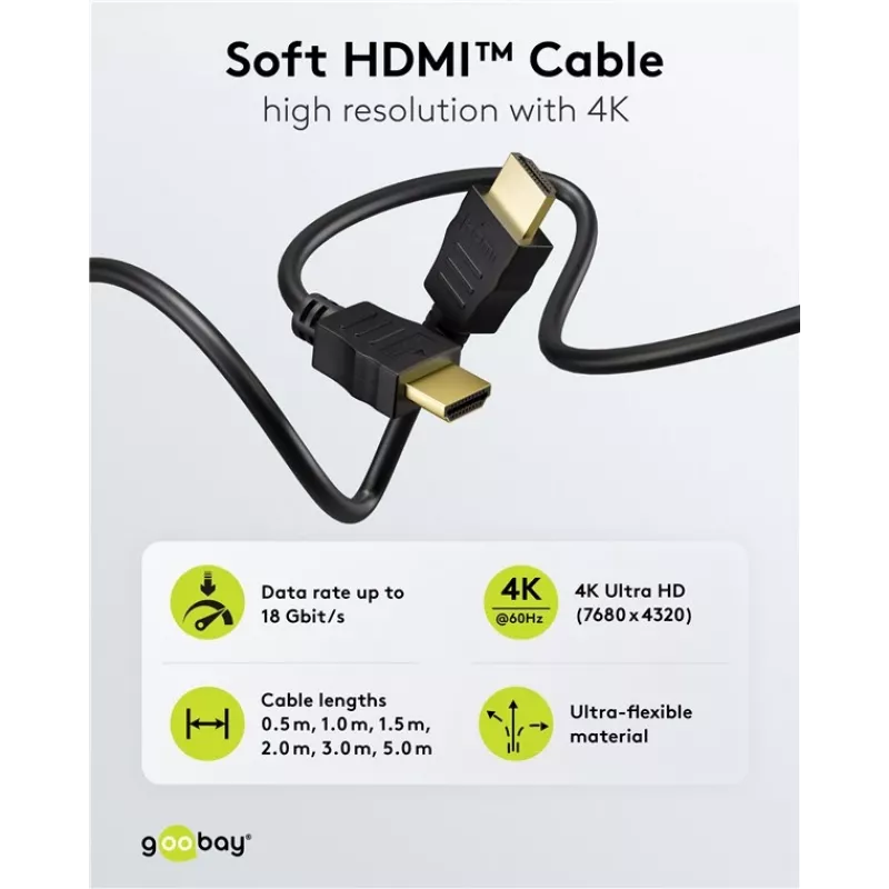 Goobay 80105 Soft High-Speed HDMI Cable with Ethernet - 5m Black