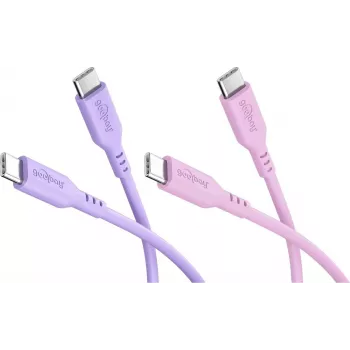 Goobay Berry Swirl Set 2x USB-C Silicone Cable, 1.5 m, Purple & Pink 81273