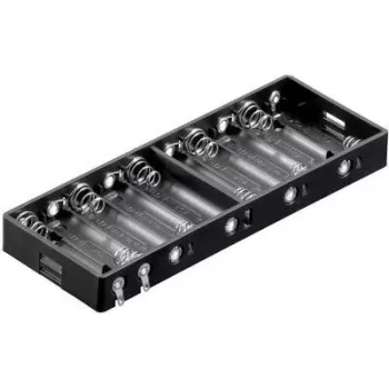 Goobay BH AA 10xL Passive Battery Holder for 10 AA Batteries, Series Connection, 15V Output, Black 11986