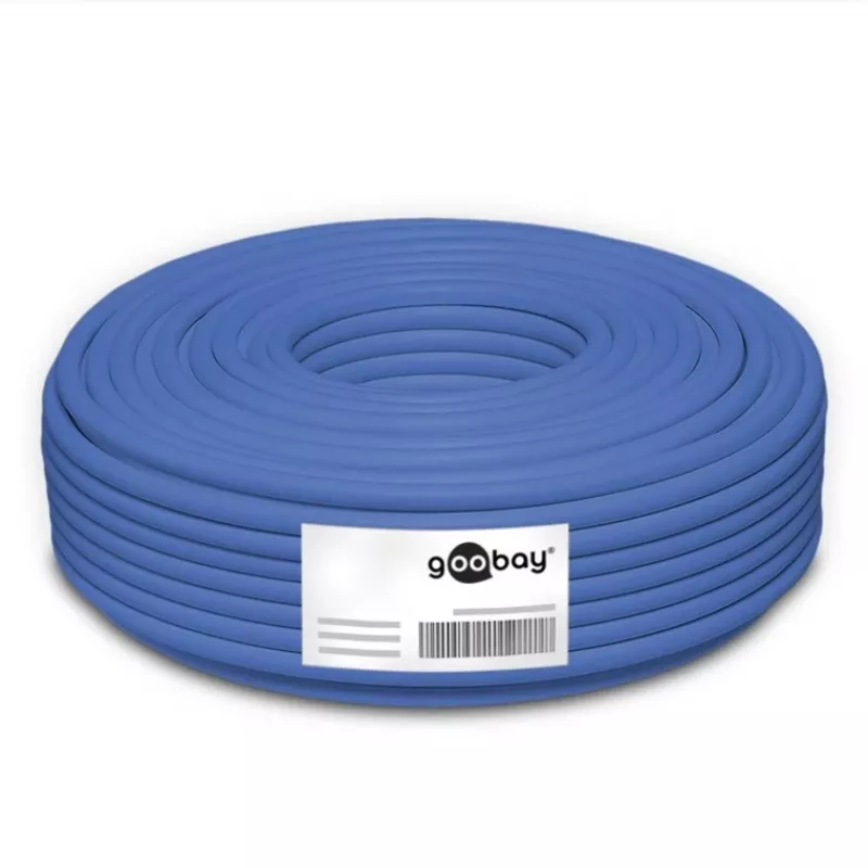 Goobay CAT 6a U/UTP Network Cable 50 m Blue - Solid Copper, AWG 23/1, LSZH