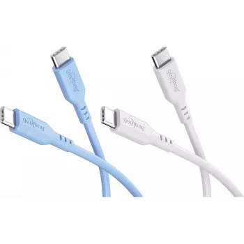 Goobay Ice Breeze Set 2x USB-C Silicone Cable, 1.5 m, Blue & White (81257)