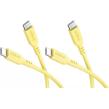 Goobay Set 2x USB-C Silicone Cable, 1.5 m, Yellow (81243)