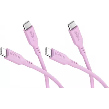 Goobay Set of 2 USB-C to USB-C Silicone Cables, 1.5 m, Pink (81251)