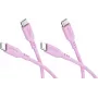 Goobay Set of 2 USB-C to USB-C Silicone Cables, 1.5 m, Pink (81251)