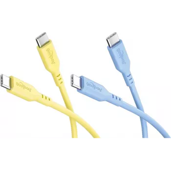 Goobay Sun & Sky Set 2x USB-C Silicone Cable 1.5m Yellow Blue 81274