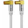 Goobay TV Antenna Cable (135 dB typ), 4x Shielded, 1 m, White - Gold-Plated, 90° Coax Socket > 90° Coax Plug (70411)