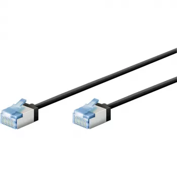 GOOBAY Ultra-flexible Cat.6a Slim Patch Cable, U/FTP (Black, 2m, Extra-short Connectors) 74319