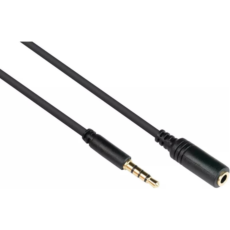 Good Connections 3.5mm 4-Pole TRRS Audio Extension Cable, Male to Female, 1.5m, Black AS-35V4B15