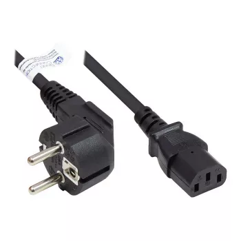 Good Connections Schuko Plug to IEC C13 Power Cable, Angled, 1m, Black