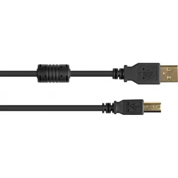 Good Connections USB 2.0 Cable Type-A to Type-B with Ferrite Core, Gold-Plated, Black, 3m