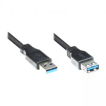 GoodConnections Alcasa 2711-S005 USB 3.1 Gen 1 Extension Cable – USB-A Male to Female, 0.5 m, Black