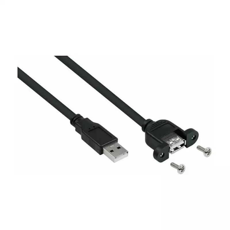 GoodConnections Alcasa UK20P-AEA-020S USB 2.0 Extension Cable, USB-A Male to USB-A Female, 2 m, Black