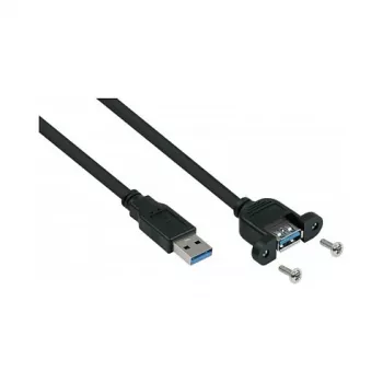 GoodConnections Alcasa USB 3.2 Gen 1 Extension Cable, USB-A Male to USB-A Male, 2 m, Black