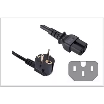 GoodConnections Angled Schuko to IEC C15 Power Cable, 1.8m, Black, 10A/250V, H05VV-F, Hot Condition 1501-18