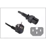 GoodConnections Angled Schuko to IEC C15 Power Cable, 1.8m, Black, 10A/250V, H05VV-F, Hot Condition 1501-18