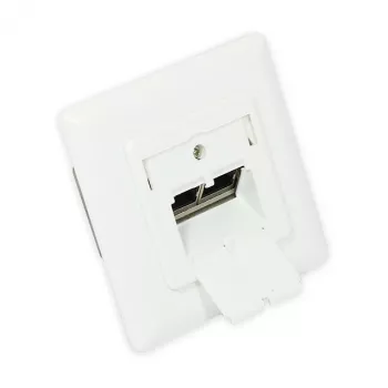 GoodConnections Cat. 6 Network Outlet, 2xRJ45, Shielded, Flush-Mounted, Design-Compatible, Vertical Cable Entry, Signal White (RAL 9003), GC-N0024