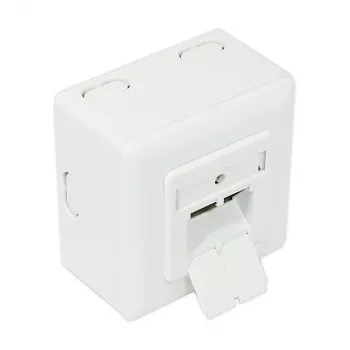 GoodConnections Cat.6 Network Socket, 2xRJ45, Shielded, Surface Mount, Vertical Cable Entry, Signal White RAL9003 (GC-N0026)