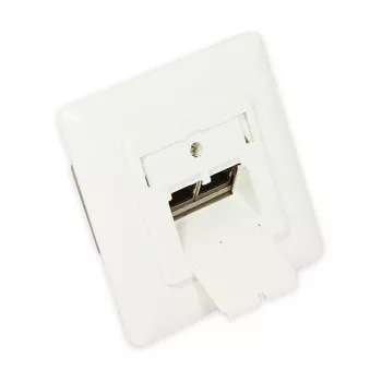 GoodConnections Cat.6A Network Wall Outlet, 2xRJ45, Shielded, Flush-Mounted, Design-Compatible, Vertical Cable Entry, Pearl White RAL1013 (GC-N0021)