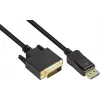 GoodConnections DisplayPort to DVI-D 24+1 Connection Cable - 24K Gold-Plated Contacts - OFC - Black - 5m