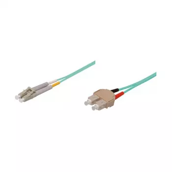 GoodConnections Fiber Optic Patch Cable Duplex OM3 Multimode 50/125 µm LC/SC, LSZH, Reversible Polarity, 5m, Aqua