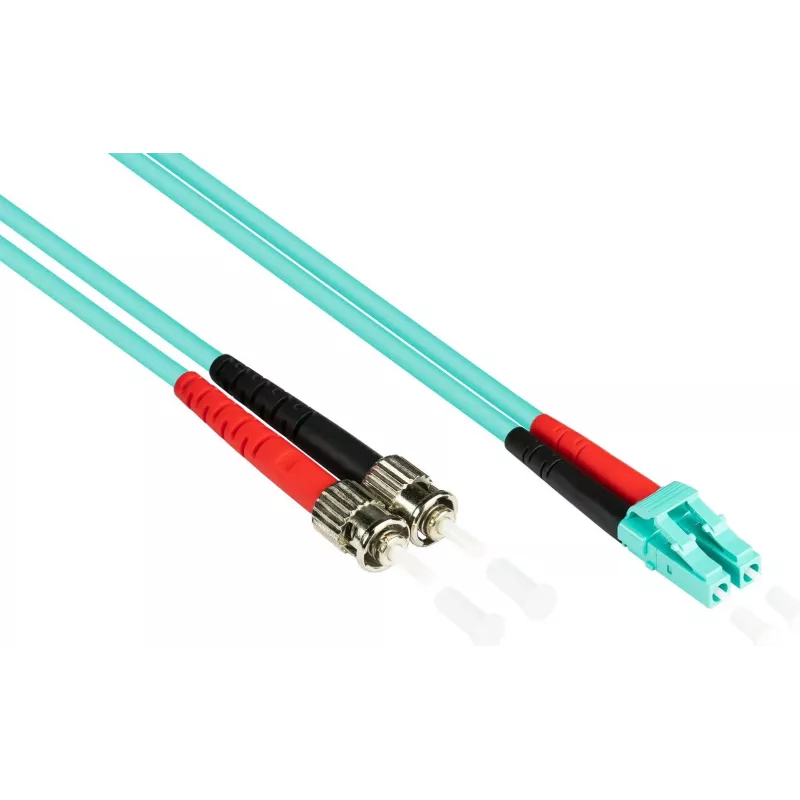 GoodConnections OM3 Duplex Multimode Fiber Patch Cable LC/ST, 50/125, LSZH, Exchangeable Polarity, 1m