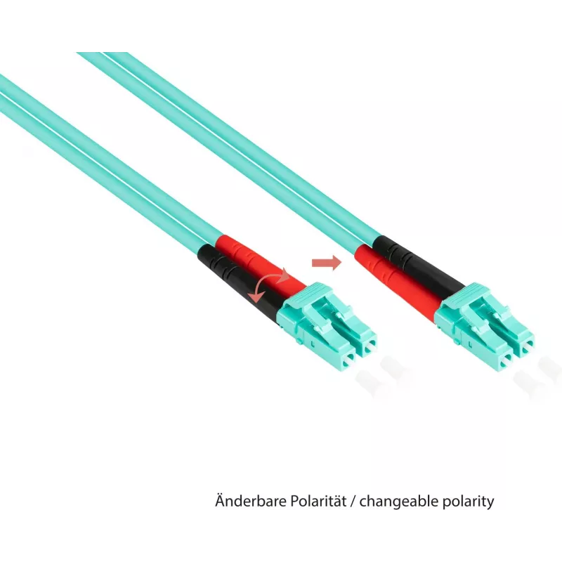 GoodConnections OM3 Duplex Multimode Fiber Patch Cable LC/ST, 50/125, LSZH, Exchangeable Polarity, 1m
