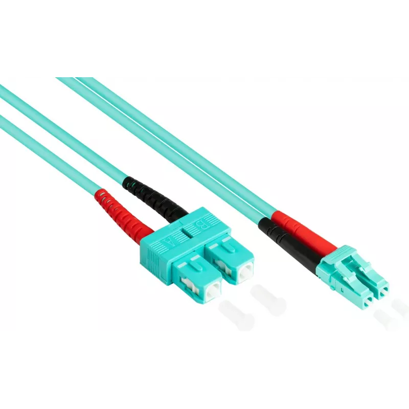 GoodConnections OM3 Duplex Multimode Fiber Patch Cable SC to LC, 50/125 µm, 1m, LSZH Aqua LW-801LS3