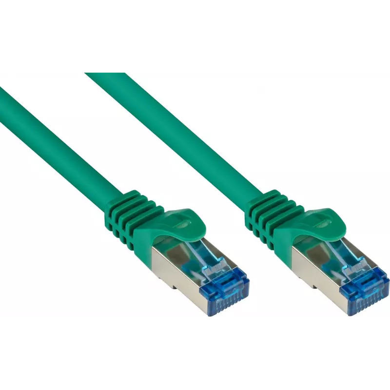 GoodConnections RNS® Cat. 6A S/FTP Halogen-Free Patch Cable with Latch Protection, 3 m, Green