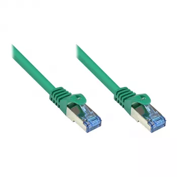 GoodConnections RNS® Cat. 6A S/FTP Patch Cable with Latch Protection, Halogen-Free, Green, 15m