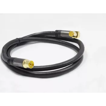GoodConnections SAT Antenna Cable SmartFLEX, IEC/Coax Angled Plug to Socket, Gold-Plated, Quadruple Shielded, 120dB Shielding, Black, 15m (GC-M2078)