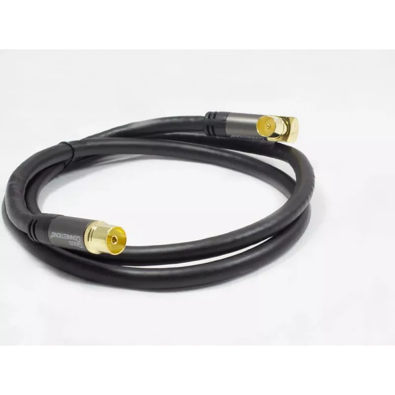 GoodConnections SAT Antenna Cable SmartFLEX, IEC/Coax Angled Plug to Socket, Gold-Plated, Quadruple Shielded, 120dB Shielding, Black, 15m (GC-M2078)