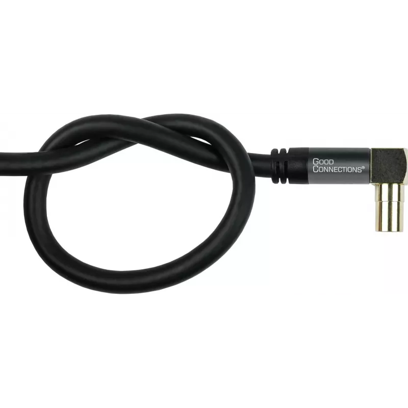 GoodConnections SAT Antenna Cable SmartFLEX, IEC/Coax Angled Plug to Socket, Gold-Plated, Quadruple Shielded, 120dB Shielding, Black, 15m (GC-M2078)