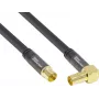GoodConnections SAT Antenna Cable SmartFLEX, IEC/Coax Angled Plug to Socket, Gold-Plated, Quadruple Shielded, 120dB Shielding, Black, 15m (GC-M2078)