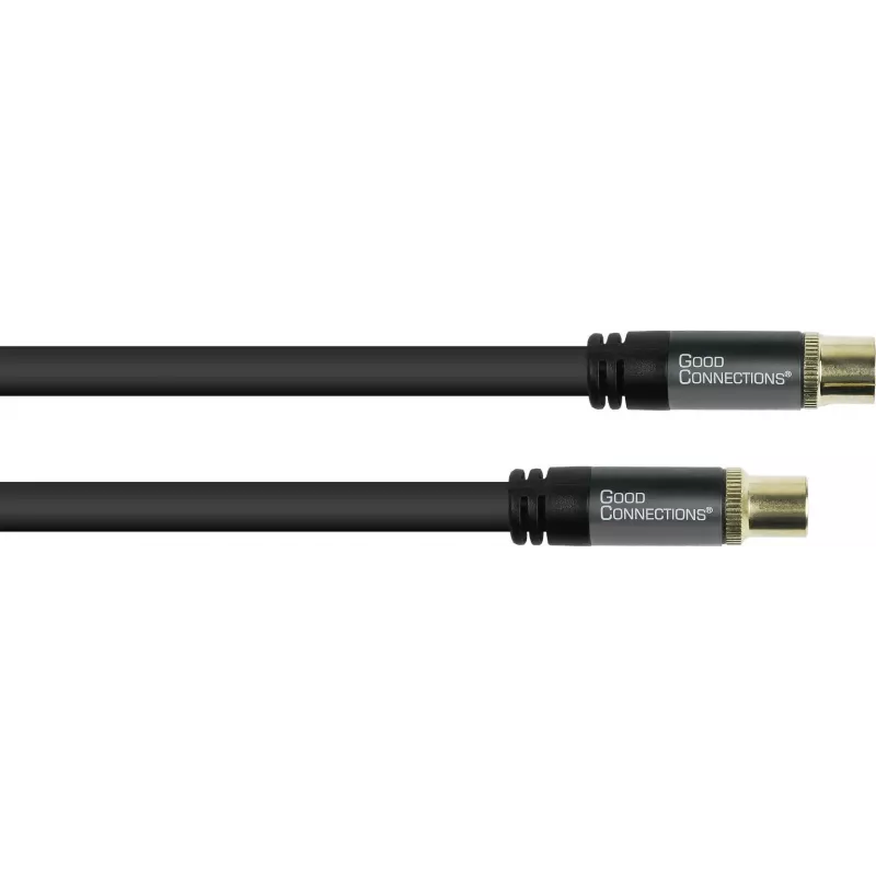 GoodConnections SmartFLEX Antenna Cable, IEC Coax Male to Female, Gold-Plated, Quadruple Shielded, 120 dB Shielding, Black, 30 m (GC-M2060)