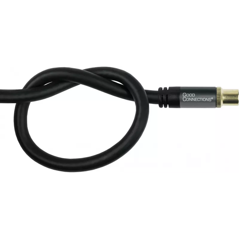 GoodConnections SmartFLEX Antenna Cable, IEC Coax Male to Female, Gold-Plated, Quadruple Shielded, 120 dB Shielding, Black, 30 m (GC-M2060)