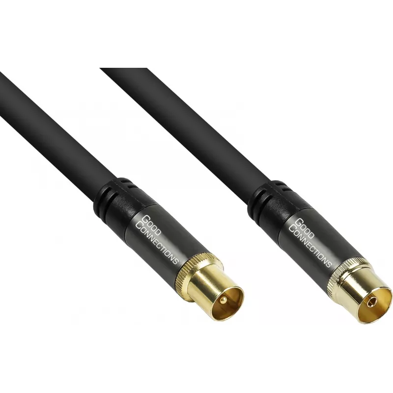 GoodConnections SmartFLEX Antenna Cable, IEC Coax Male to Female, Gold-Plated, Quadruple Shielded, 120 dB Shielding, Black, 30 m (GC-M2060)