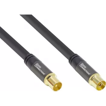 GoodConnections SmartFLEX Antenna Cable, IEC Coax Male to Female, Gold-Plated, Quadruple Shielded, 120 dB Shielding, Black, 30 m (GC-M2060)