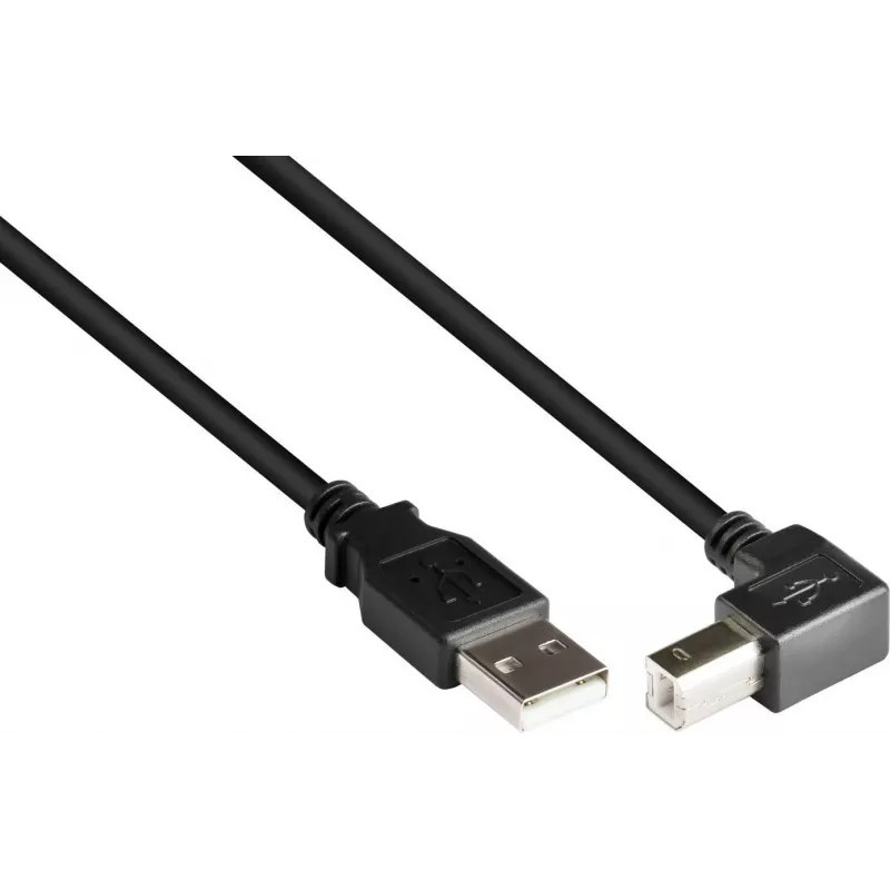 GoodConnections USB 2.0 Cable A to B Angled 3m Black 2510-3W