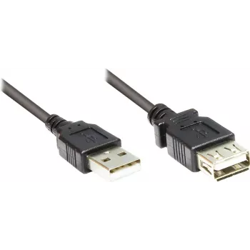 GoodConnections USB 2.0 Extension Cable Type-A Male to Female, Black, 0.3m
