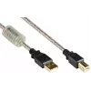 Good Connections USB 2.0 High Quality Cable with Ferrite Core and Gold Contacts, Transparent, 5m