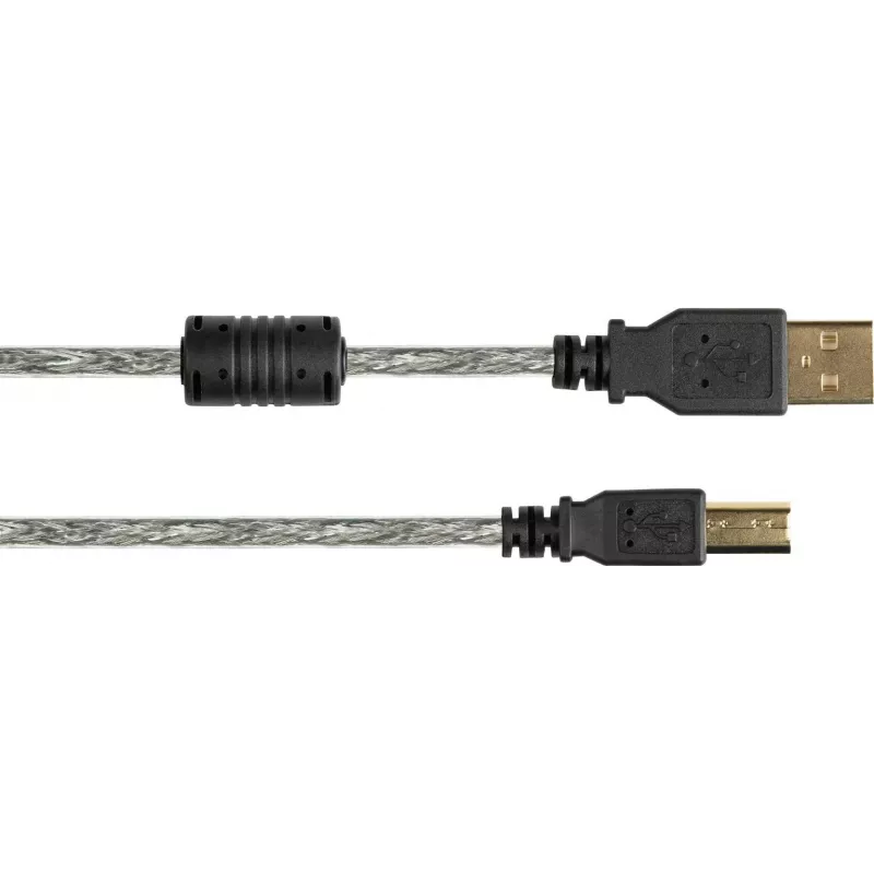 Good Connections USB 2.0 High Quality Cable with Ferrite Core and Gold Contacts, Transparent, 5m