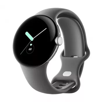 Google Pixel Watch LTE 41mm Polished Silver Case with Charcoal Sport Band
